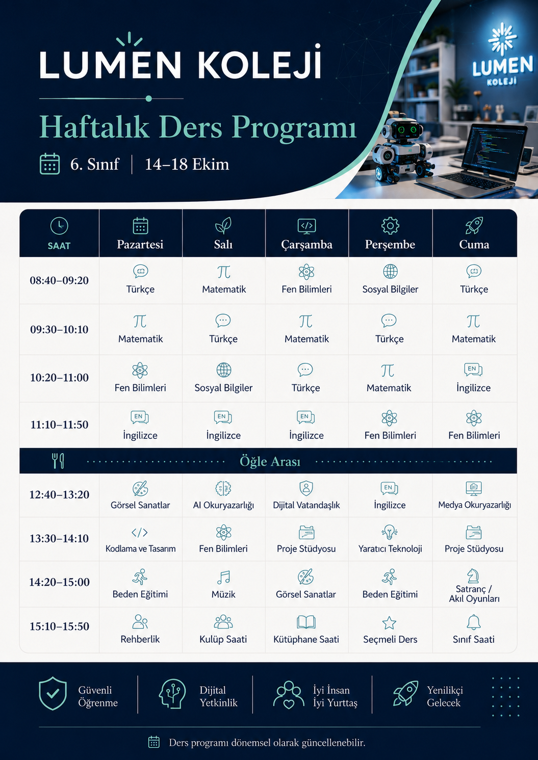 Haftalık Ders Programı