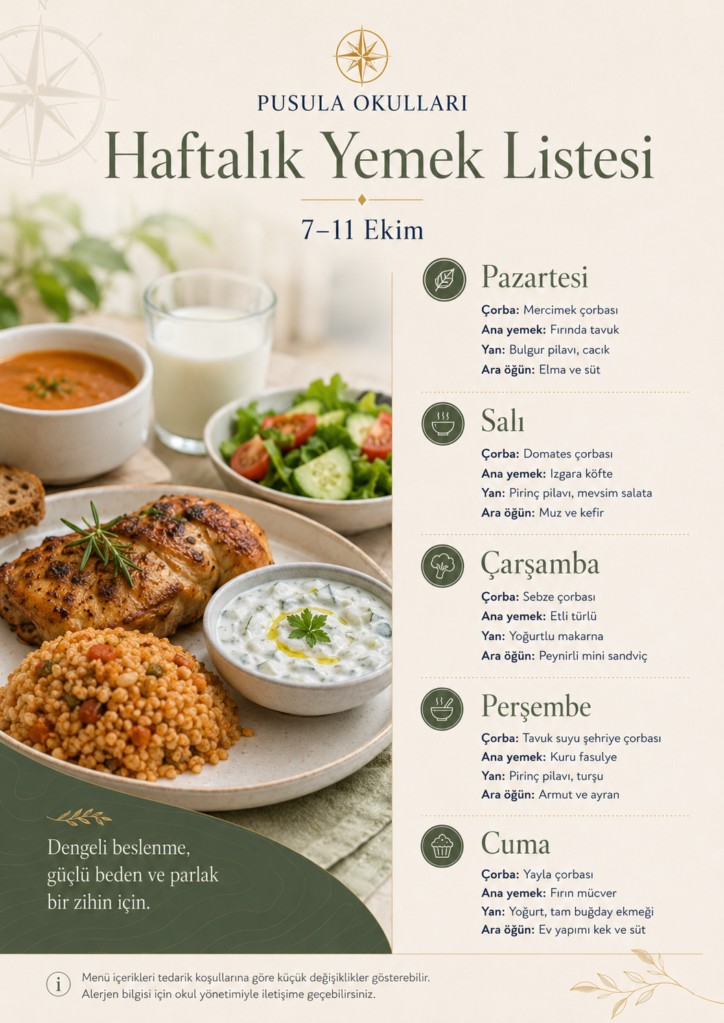 Haftalık Yemek Menüsü